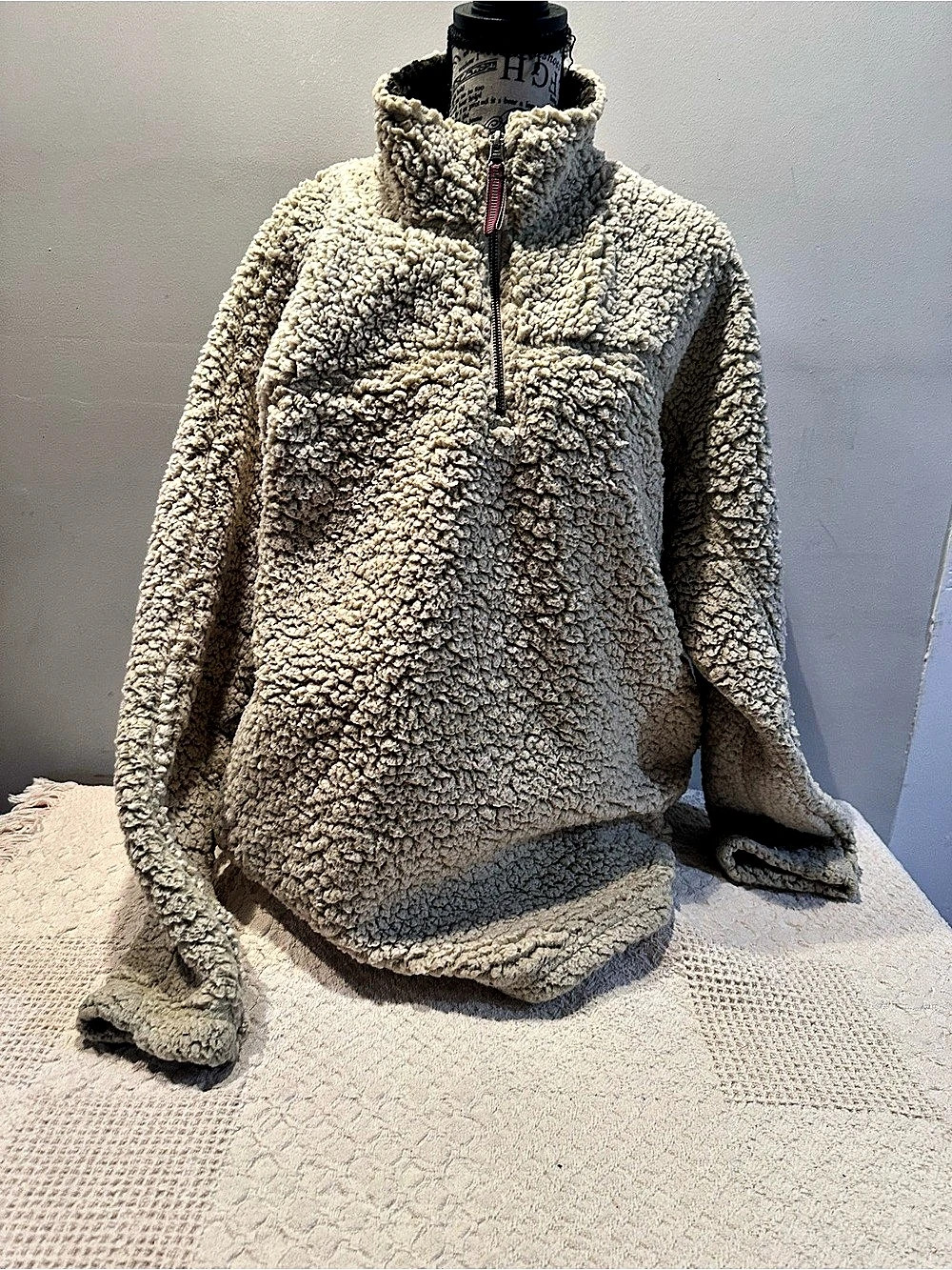 Live Oak Brand Sherpa Half-Zip Pullover in Cream Medium Like New